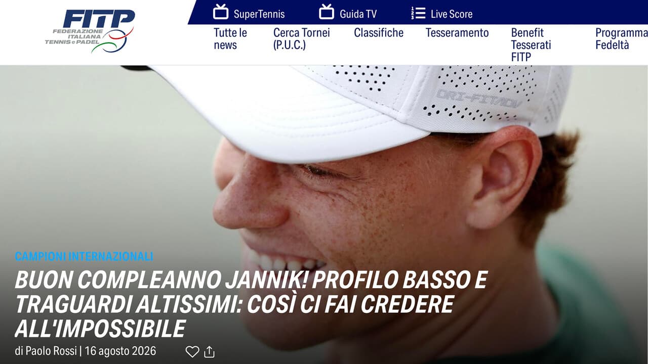 Sinner festeggia 25 anni, gli auguri della Federtennis 'l'Italia ti ama ed è pazza di te'